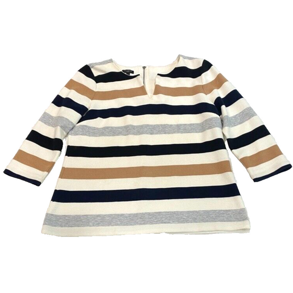 Talbots - Striped 3/4 sleeve cotton blend blouse/top- Women's size Medium P